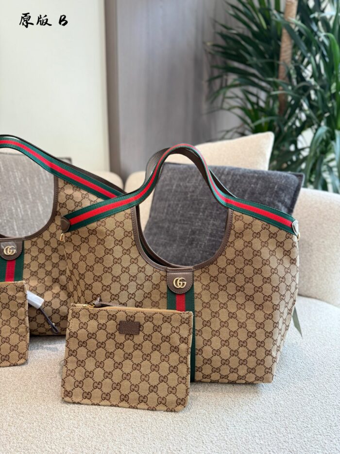 Gucci Giglio Tote Bag Vintage Denim Blue & Classic Gg Monogram - Versatile For Work Or Dates - Image 2