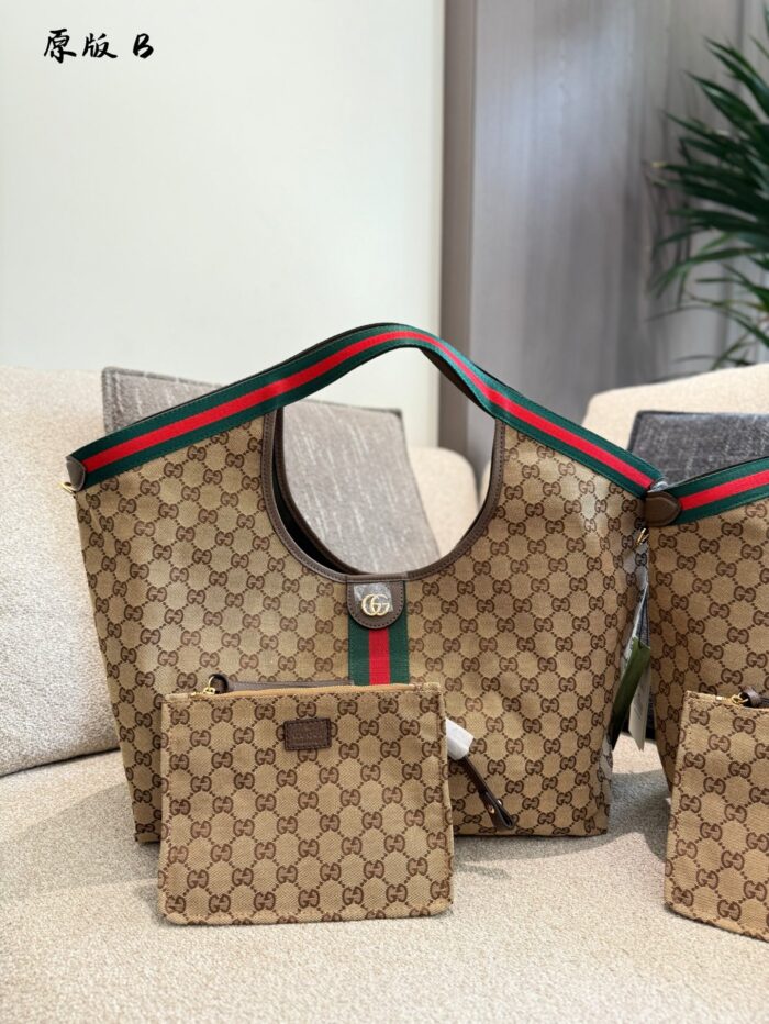 Gucci Giglio Tote Bag Vintage Denim Blue & Classic Gg Monogram - Versatile For Work Or Dates - Image 3