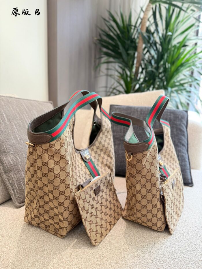 Gucci Giglio Tote Bag Vintage Denim Blue & Classic Gg Monogram - Versatile For Work Or Dates - Image 4