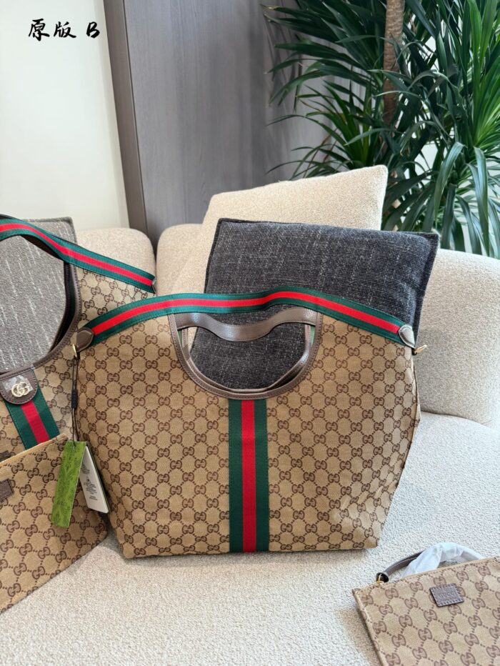 Gucci Giglio Tote Bag Vintage Denim Blue & Classic Gg Monogram - Versatile For Work Or Dates - Image 8