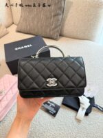 Chanel 25P Black & Silver Handle Woc Vintage-Inspired Opulent Caviar Leather Quilted Bag - Image 2
