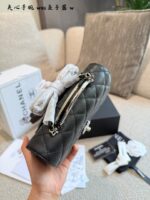 Chanel 25P Black & Silver Handle Woc Vintage-Inspired Opulent Caviar Leather Quilted Bag - Image 9
