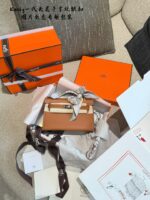 Hermes Mini Kelly - Palm-Print Silver Clasp. Diy Shoulder Strap. Timeless Elegance.