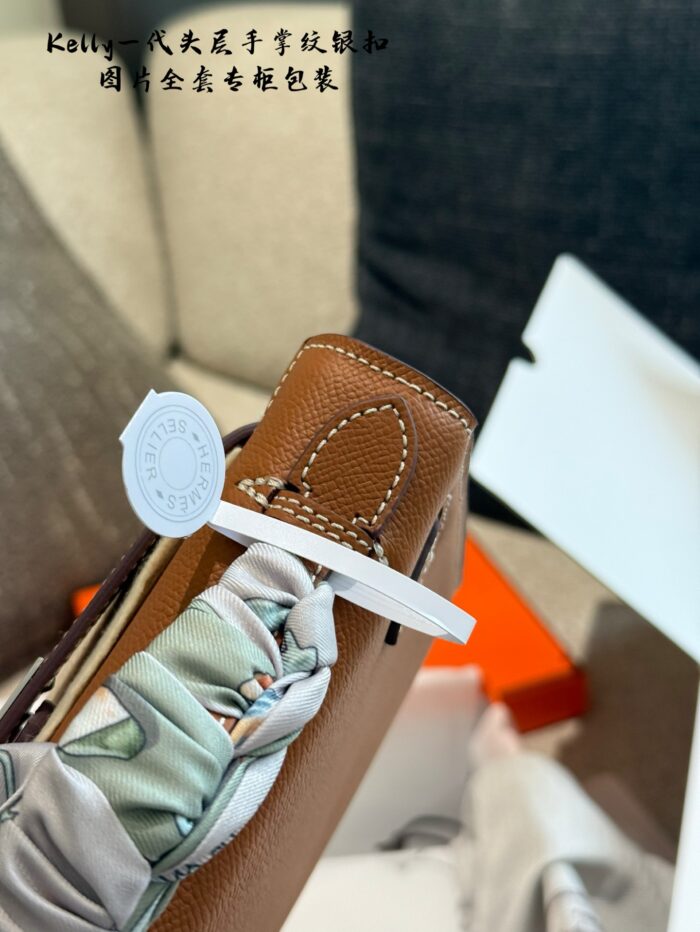 Hermes Mini Kelly - Palm-Print Silver Clasp. Diy Shoulder Strap. Timeless Elegance. - Image 3