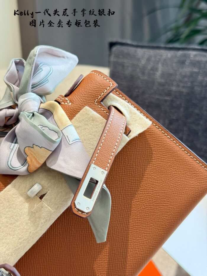 Hermes Mini Kelly - Palm-Print Silver Clasp. Diy Shoulder Strap. Timeless Elegance. - Image 7