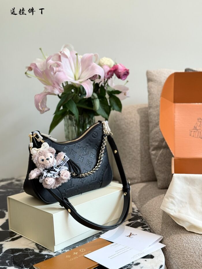Louis Vuitton 2025 New Black Full-Leather Horn Bag With Leather-Wrapped Chain - Understated And Timeless - Image 2
