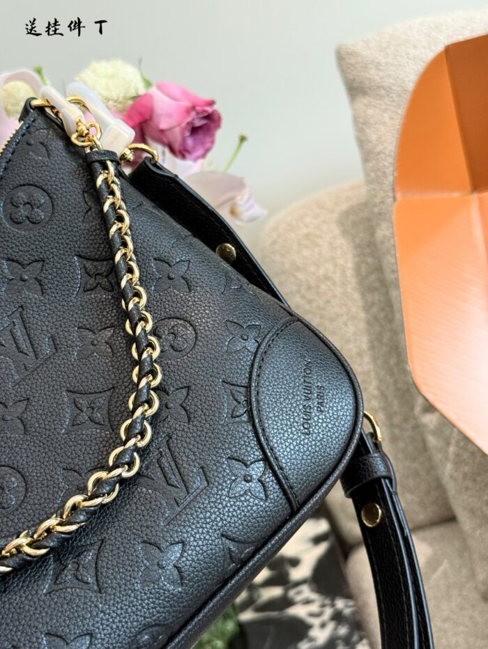 Louis Vuitton 2025 New Black Full-Leather Horn Bag With Leather-Wrapped Chain - Understated And Timeless - Image 4