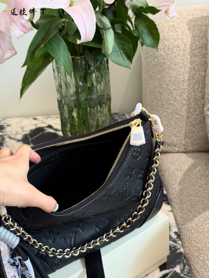 Louis Vuitton 2025 New Black Full-Leather Horn Bag With Leather-Wrapped Chain - Understated And Timeless - Image 7