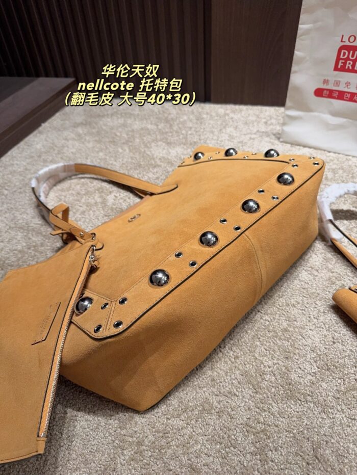 Valentino Nellcote Tote Suede With Spherical Studs And Cut-Out Detailing Handheld Or Shoulder-Carried Includes Detachable Carry Pouch - Image 6