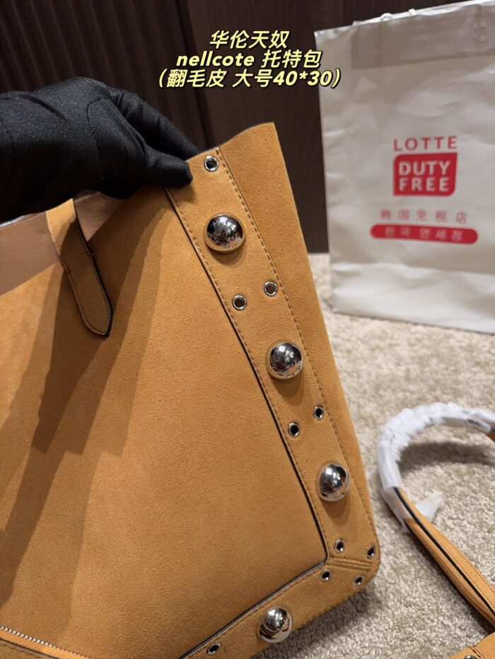 Valentino Nellcote Tote Suede With Spherical Studs And Cut-Out Detailing Handheld Or Shoulder-Carried Includes Detachable Carry Pouch - Image 7