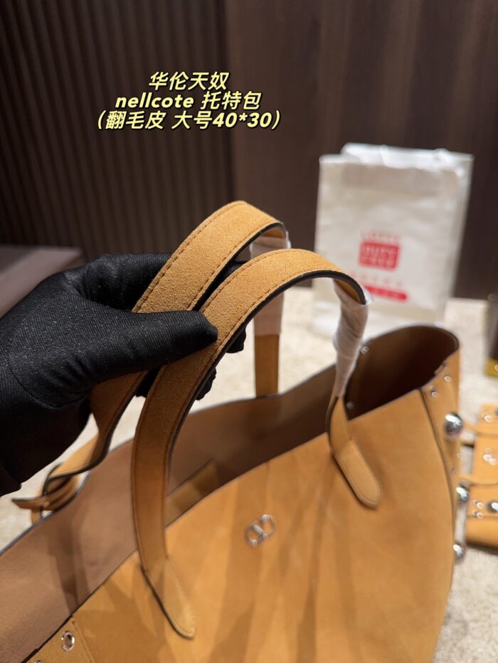Valentino Nellcote Tote Suede With Spherical Studs And Cut-Out Detailing Handheld Or Shoulder-Carried Includes Detachable Carry Pouch - Image 9