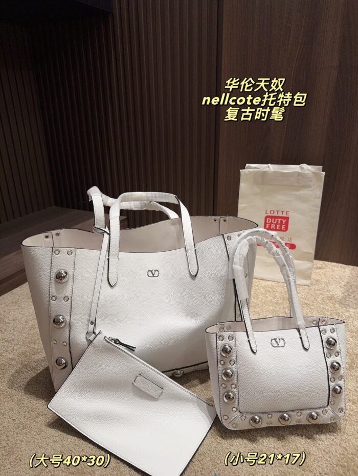 Valentino Nellcote Tote Suede With Spherical Studs And Cut-Out Detailing Handheld Or Shoulder-Carried Includes Detachable Carry Pouch - Image 13