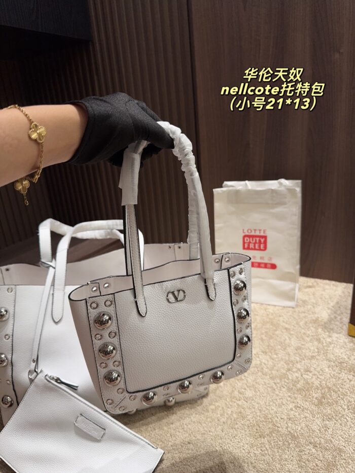 Valentino Nellcote Tote Suede With Spherical Studs And Cut-Out Detailing Handheld Or Shoulder-Carried Includes Detachable Carry Pouch - Image 14