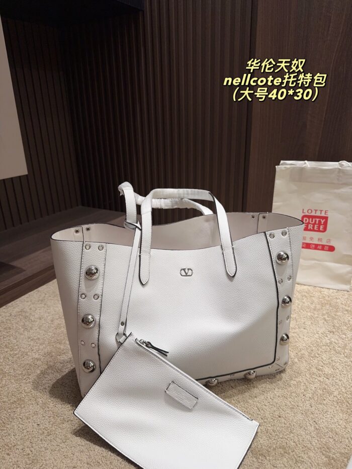 Valentino Nellcote Tote Suede With Spherical Studs And Cut-Out Detailing Handheld Or Shoulder-Carried Includes Detachable Carry Pouch - Image 15