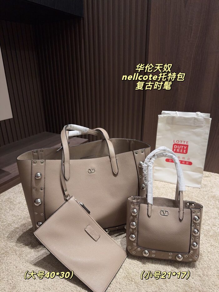 Valentino Nellcote Tote Suede With Spherical Studs And Cut-Out Detailing Handheld Or Shoulder-Carried Includes Detachable Carry Pouch - Image 16