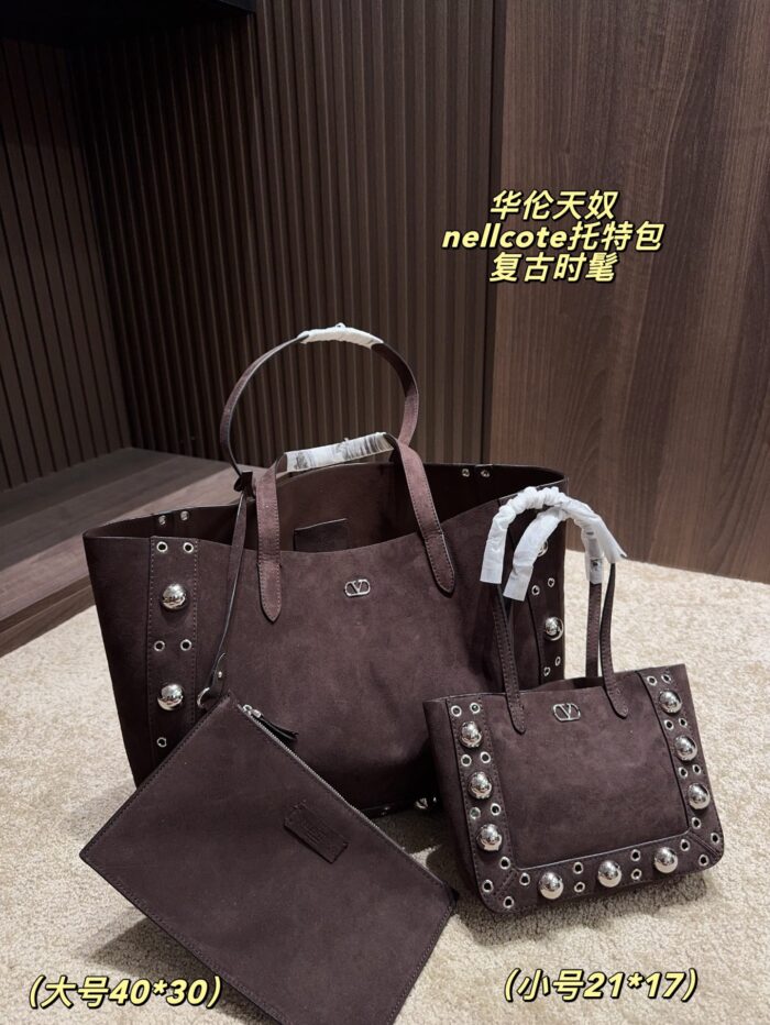 Valentino Nellcote Tote Suede With Spherical Studs And Cut-Out Detailing Handheld Or Shoulder-Carried Includes Detachable Carry Pouch - Image 25