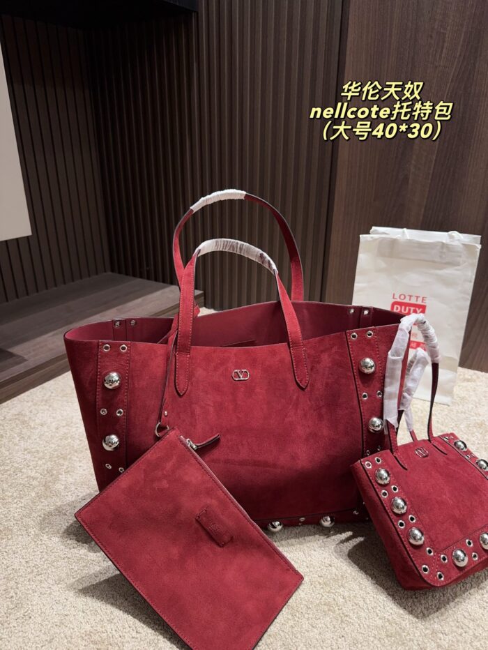 Valentino Nellcote Tote Suede With Spherical Studs And Cut-Out Detailing Handheld Or Shoulder-Carried Includes Detachable Carry Pouch - Image 30