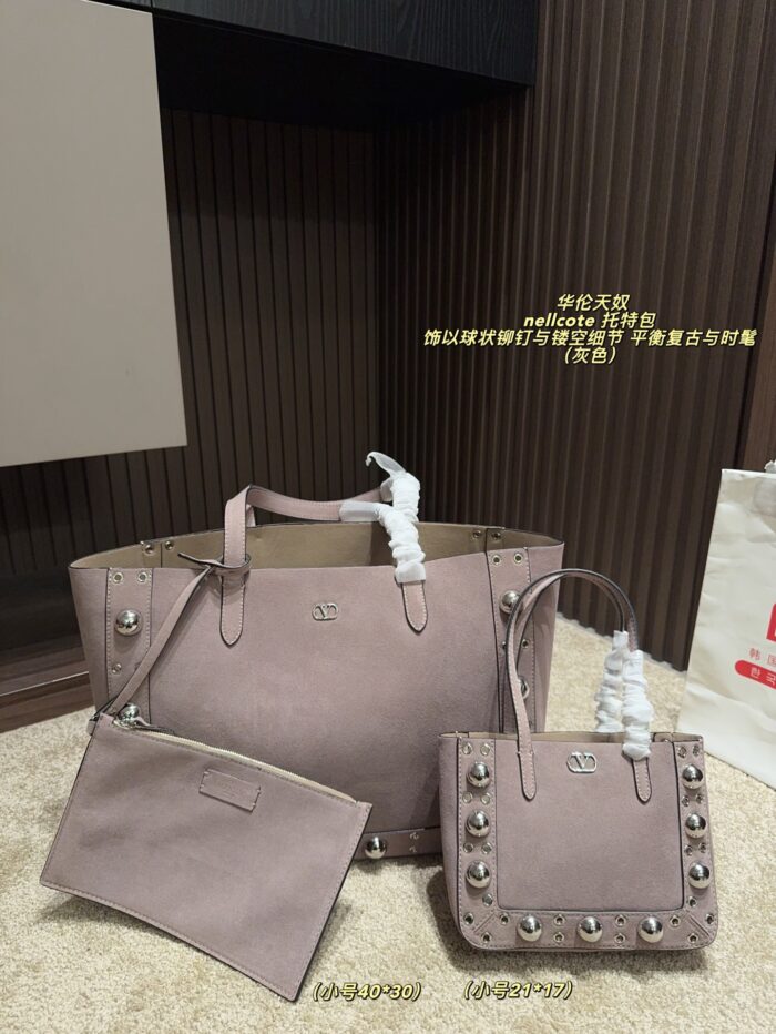 Valentino Nellcote Tote Suede With Spherical Studs And Cut-Out Detailing Handheld Or Shoulder-Carried Includes Detachable Carry Pouch - Image 34