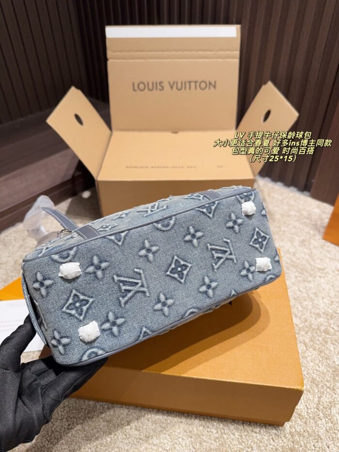 Louis Vuitton Denim Tote Bowling Bag Ins-Influencer Favourite Spring/Summer Versatile - Image 5