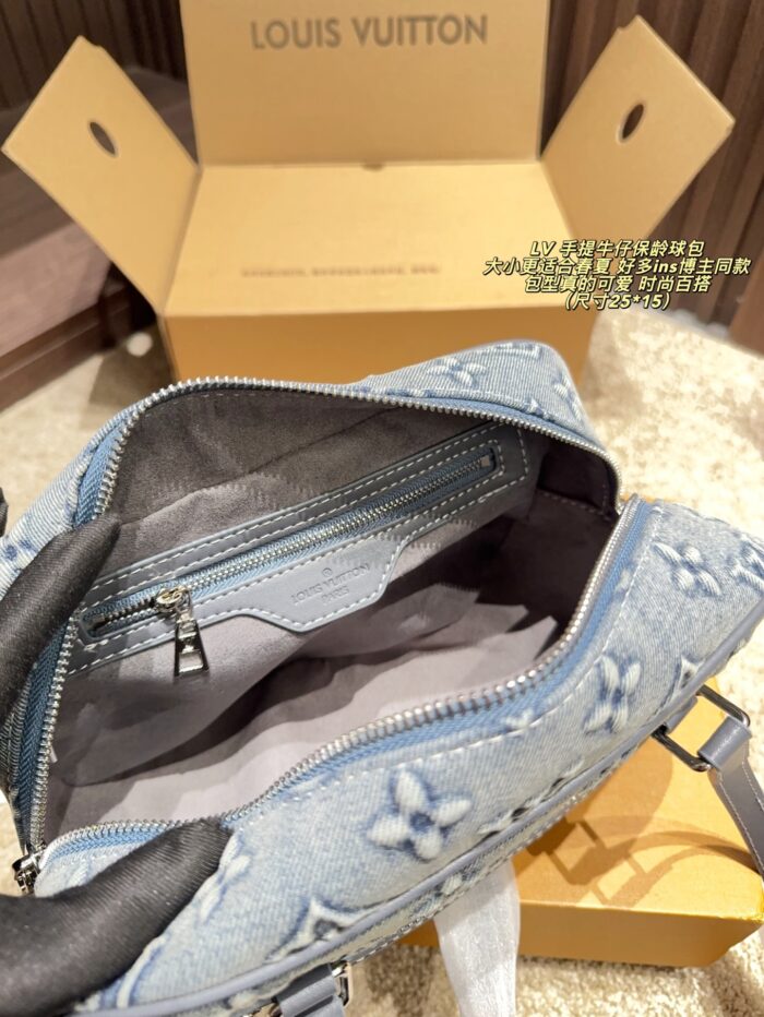 Louis Vuitton Denim Tote Bowling Bag Ins-Influencer Favourite Spring/Summer Versatile - Image 6