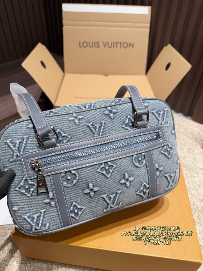 Louis Vuitton Denim Tote Bowling Bag Ins-Influencer Favourite Spring/Summer Versatile - Image 7