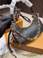 Louis Vuitton Catchy Small Handbag Monogram Canvas Cowhide Leather Trim Detachable Chain Strap - Image 8