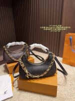 Louis Vuitton Catchy Small Handbag Monogram Canvas Cowhide Leather Trim Detachable Chain Strap - Image 11