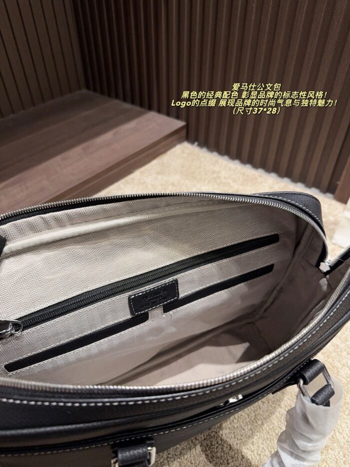 Hermès Briefcase Classic Black Colourway Metal Logo Accents Solid And Dignified - Image 8