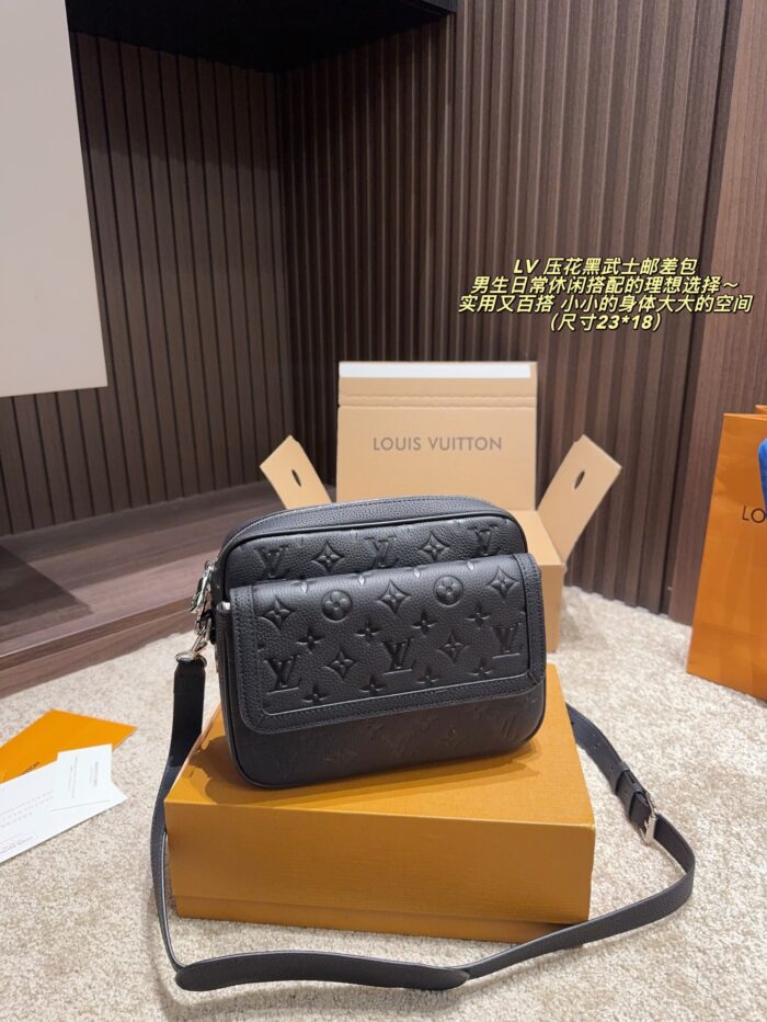 Louis Vuitton Embossed Black Warrior Messenger Bag Practical, Versatile, Hard-Wearing And Scratch-Resistant - Image 1