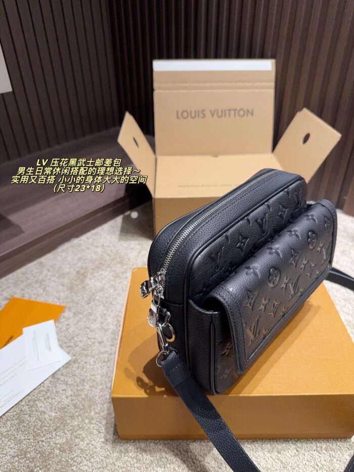 Louis Vuitton Embossed Black Warrior Messenger Bag Practical, Versatile, Hard-Wearing And Scratch-Resistant - Image 4
