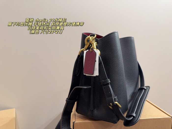 Coach Charlie 21 Bucket Bag One Bag, Multiple Uses Carry Underarm, Handheld Or Crossbody Genuine Cowhide Leather - Image 3