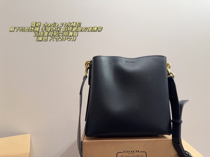 Coach Charlie 21 Bucket Bag One Bag, Multiple Uses Carry Underarm, Handheld Or Crossbody Genuine Cowhide Leather - Image 4