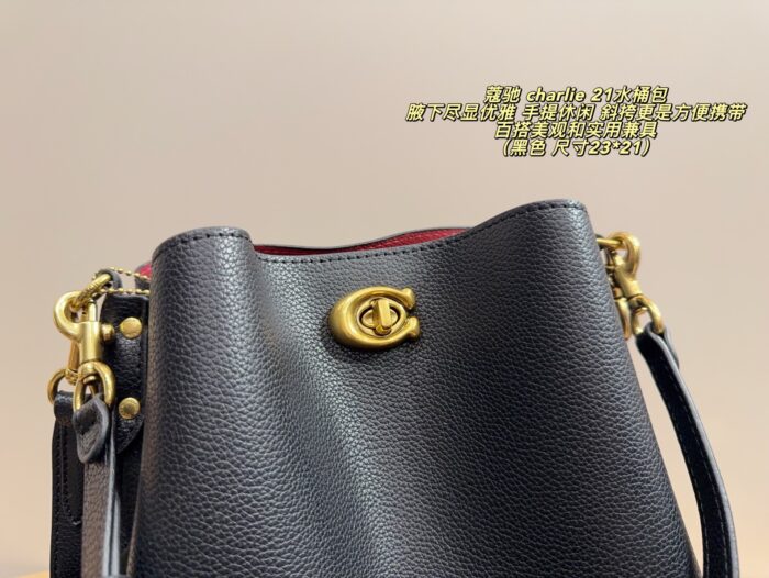 Coach Charlie 21 Bucket Bag One Bag, Multiple Uses Carry Underarm, Handheld Or Crossbody Genuine Cowhide Leather - Image 5