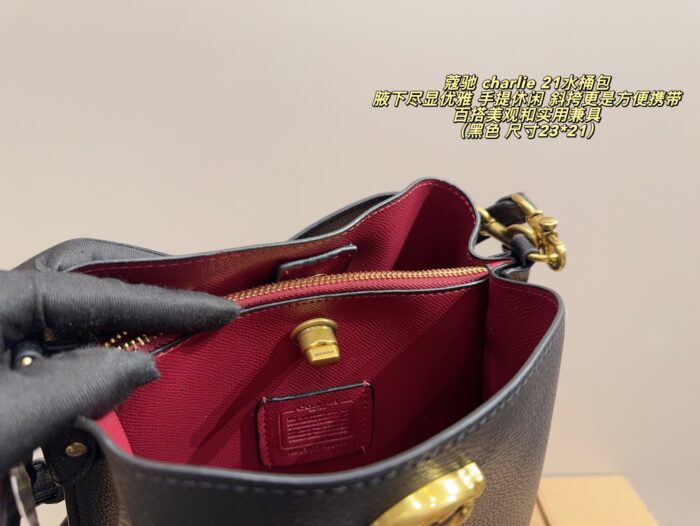 Coach Charlie 21 Bucket Bag One Bag, Multiple Uses Carry Underarm, Handheld Or Crossbody Genuine Cowhide Leather - Image 9
