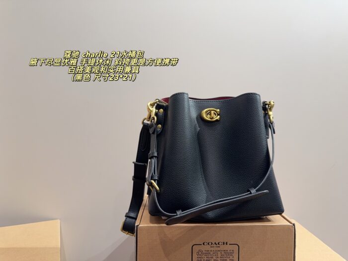 Coach Charlie 21 Bucket Bag One Bag, Multiple Uses Carry Underarm, Handheld Or Crossbody Genuine Cowhide Leather - Image 10