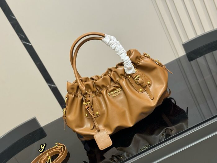 Prada Plié Motorcycle Handbag Lightweight Oiled Leather With Ample Capacity - Image 11