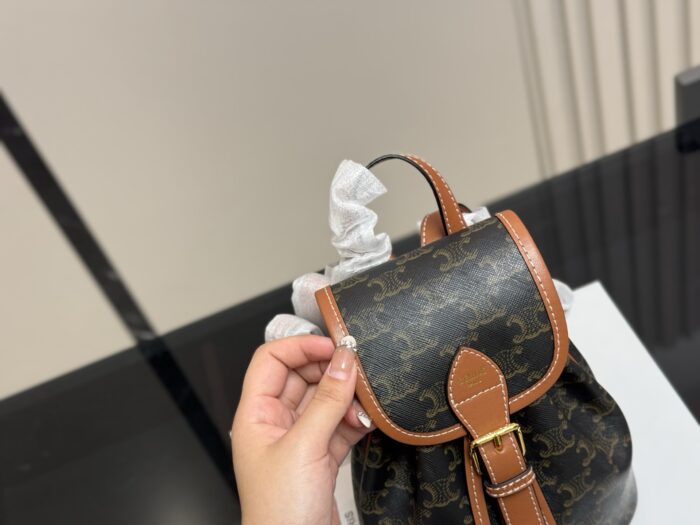 Celine New Mini Backpack In Cowhide Leather With Stylish Leather Buckle Design - Image 3