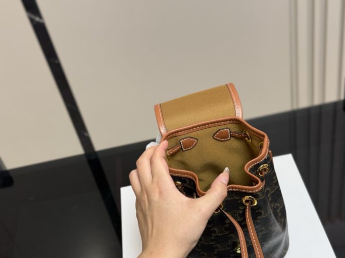 Celine New Mini Backpack In Cowhide Leather With Stylish Leather Buckle Design - Image 4