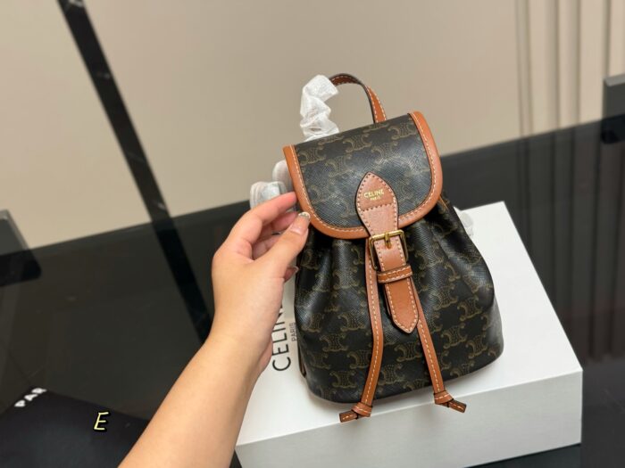 Celine New Mini Backpack In Cowhide Leather With Stylish Leather Buckle Design - Image 5