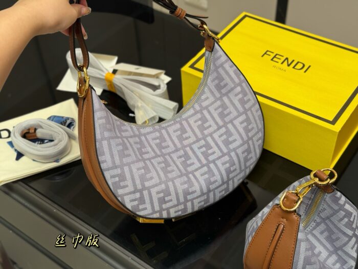 Fendi New Moon Horn Bag Silk Scarf Edition With Shoulder Strap Underarm Bag With Folding Box - Image 2