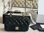 Chanel 23K Gold-Plated Leather Chain Handle Cf Lambskin Handbag With Pale Gold Buckle - Image 5