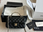 Chanel 23K Gold-Plated Leather Chain Handle Cf Lambskin Handbag With Pale Gold Buckle - Image 10
