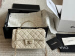 Chanel 23K Gold-Plated Leather Chain Handle Cf Lambskin Handbag With Pale Gold Buckle - Image 11