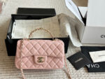 Chanel 23K Gold-Plated Leather Chain Handle Cf Lambskin Handbag With Pale Gold Buckle - Image 12