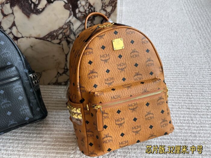 Mcm Classic Backpack Chip Edition Symmetrical Curved Design - Image 1