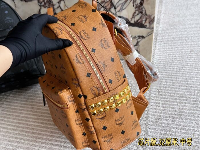 Mcm Classic Backpack Chip Edition Symmetrical Curved Design - Image 5