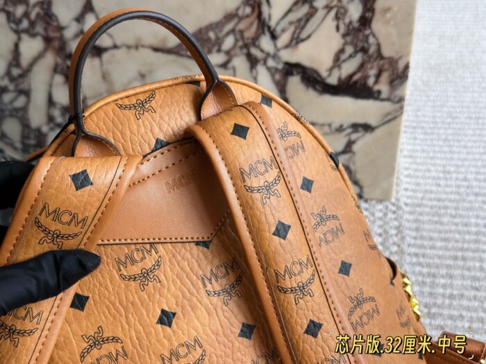 Mcm Classic Backpack Chip Edition Symmetrical Curved Design - Image 7