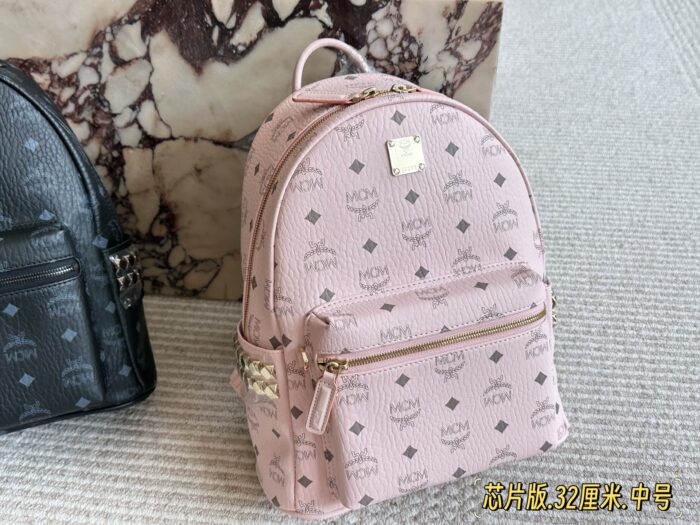 Mcm Classic Backpack Chip Edition Symmetrical Curved Design - Image 11