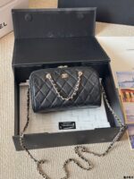 Chanel 25P Grained Leather Bowling Bag - Handheld Crossbody Chain Bag - Image 6