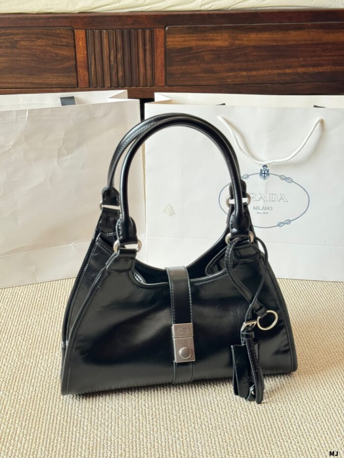 Prada Sound Bags Underarm Bag | Silver Hardware, Distressed Leather, Generous Capacity - Image 3
